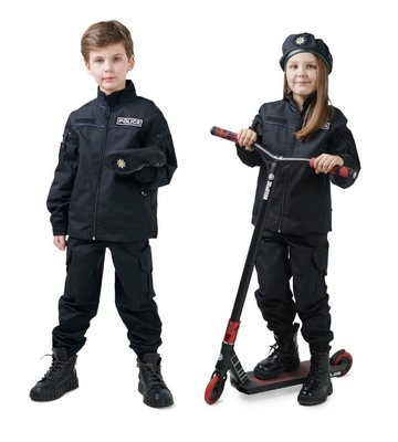 Костюм детский Полицейский для мальчиков и девочек цвет черный 140-146 22-4700 фото