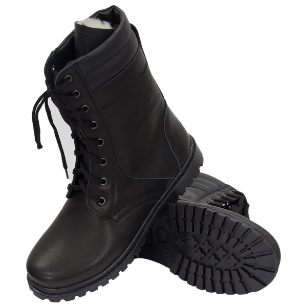Ботинки Берцы НАТО зимние "LP" кожа + искусственный мех цвет черный 374 фото