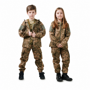 Тёплый детский военный костюм ArmyKids Скаут Soft-Shell Пиксель 140-146 21-4707Т фото