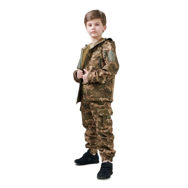 Тёплый детский военный костюм ArmyKids Скаут Soft-Shell Пиксель 116-122 21-4707Т фото