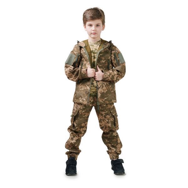 Тёплый детский военный костюм ArmyKids Скаут Soft-Shell Пиксель 116-122 21-4707Т фото