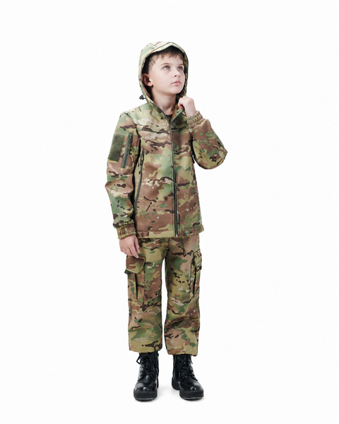 Тёплый детский военный костюм ArmyKids Скаут Soft-Shell Мультикам 116-122 23-4705 фото